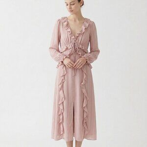 Storia Dusty Rose Ruffle Maxi Dress